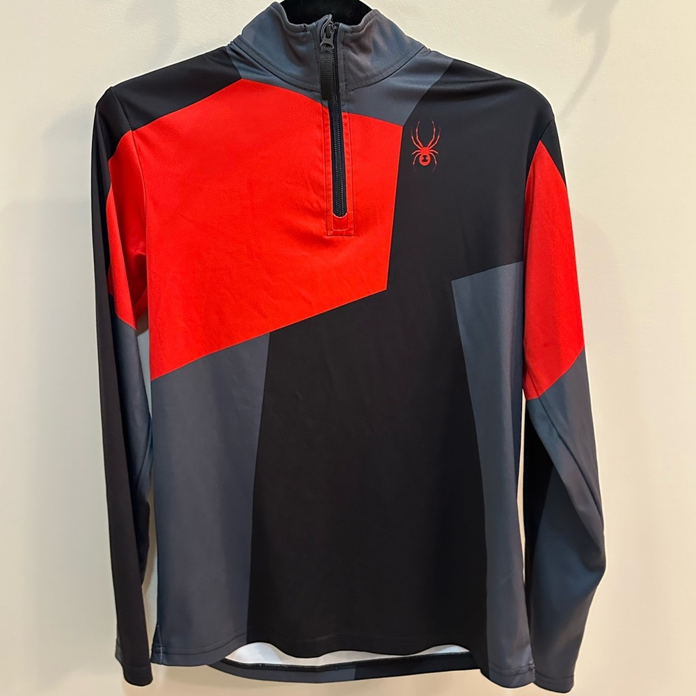 Boys Spyder Red and Black Quarter-Zip